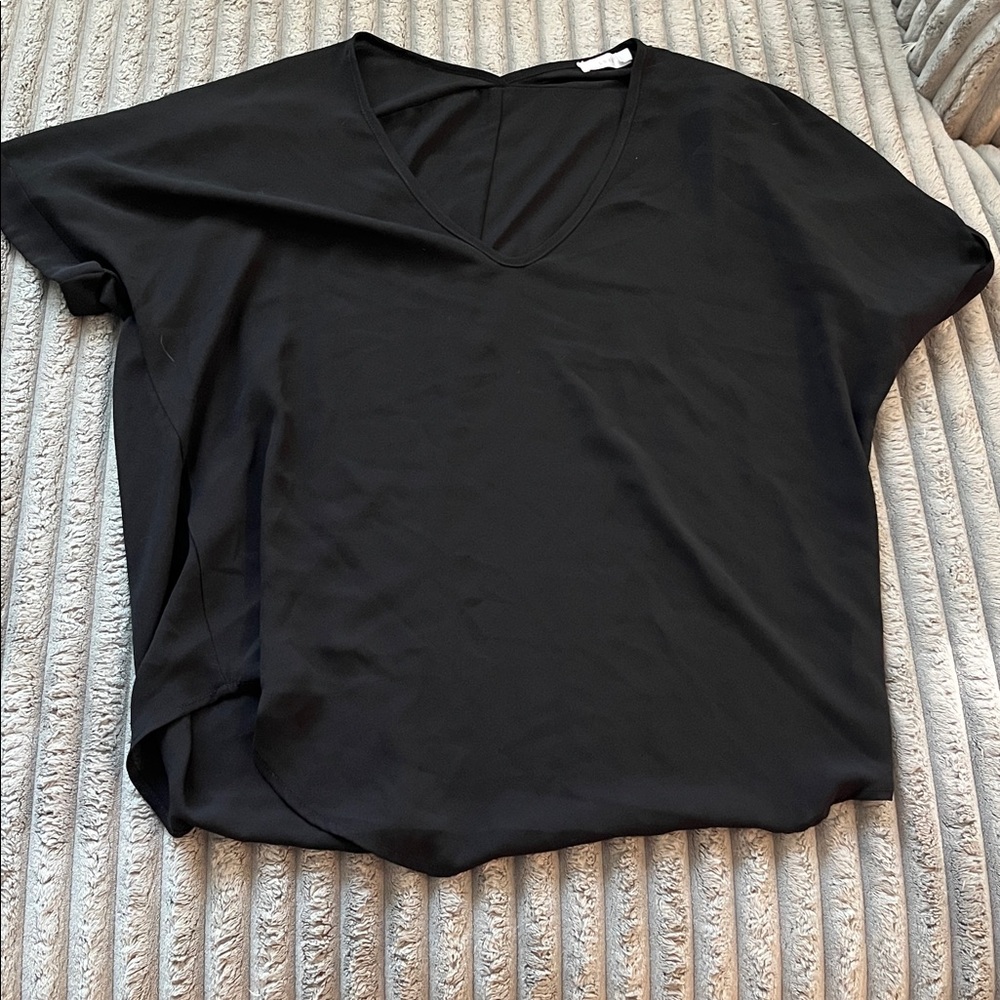 Francesca’s Black V-Neck Blouse